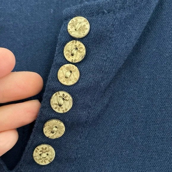 Minibee Dress Women M Navy Blue Linen Cotton Midi Lagenlook Boho Oversized - Picture 12 of 12